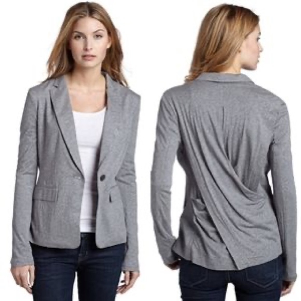 BCBG Max Azria Cross Back Knit Blazer Heathered Tan Size Medium NWT
